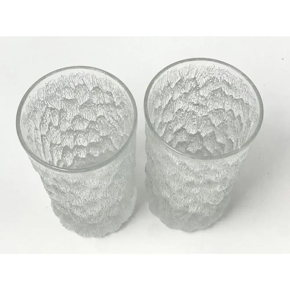 Vintage Goebel CHARLOTTENHUTTE Ice Tree Bark Highball Glasses 5.5” 10oz Set Of 2